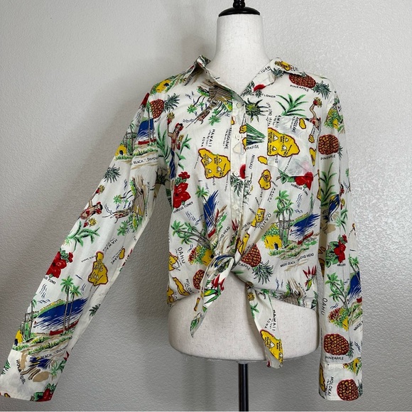 J. Crew Hawaiian 100% Cotton Button Down Long Sleeves Shirt, Sz Medium - Picture 2 of 12